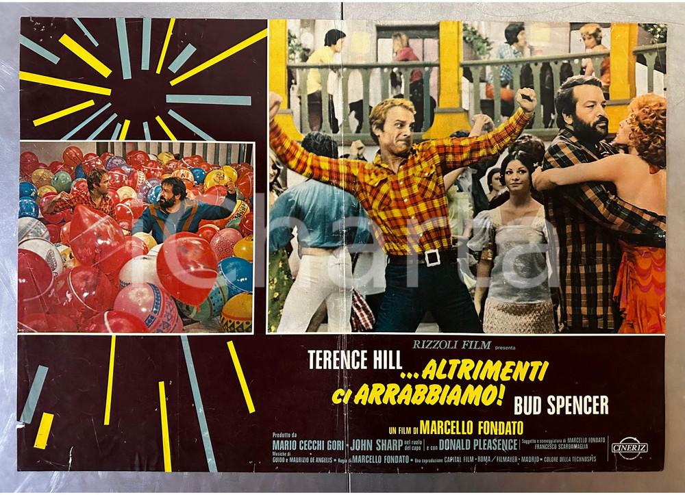 Materiale cinematografico d’epoca 1974 ALTRIMENTI CI ARRABBIAMO Bud SPENCER Terrence HILL Lobby card poster 1