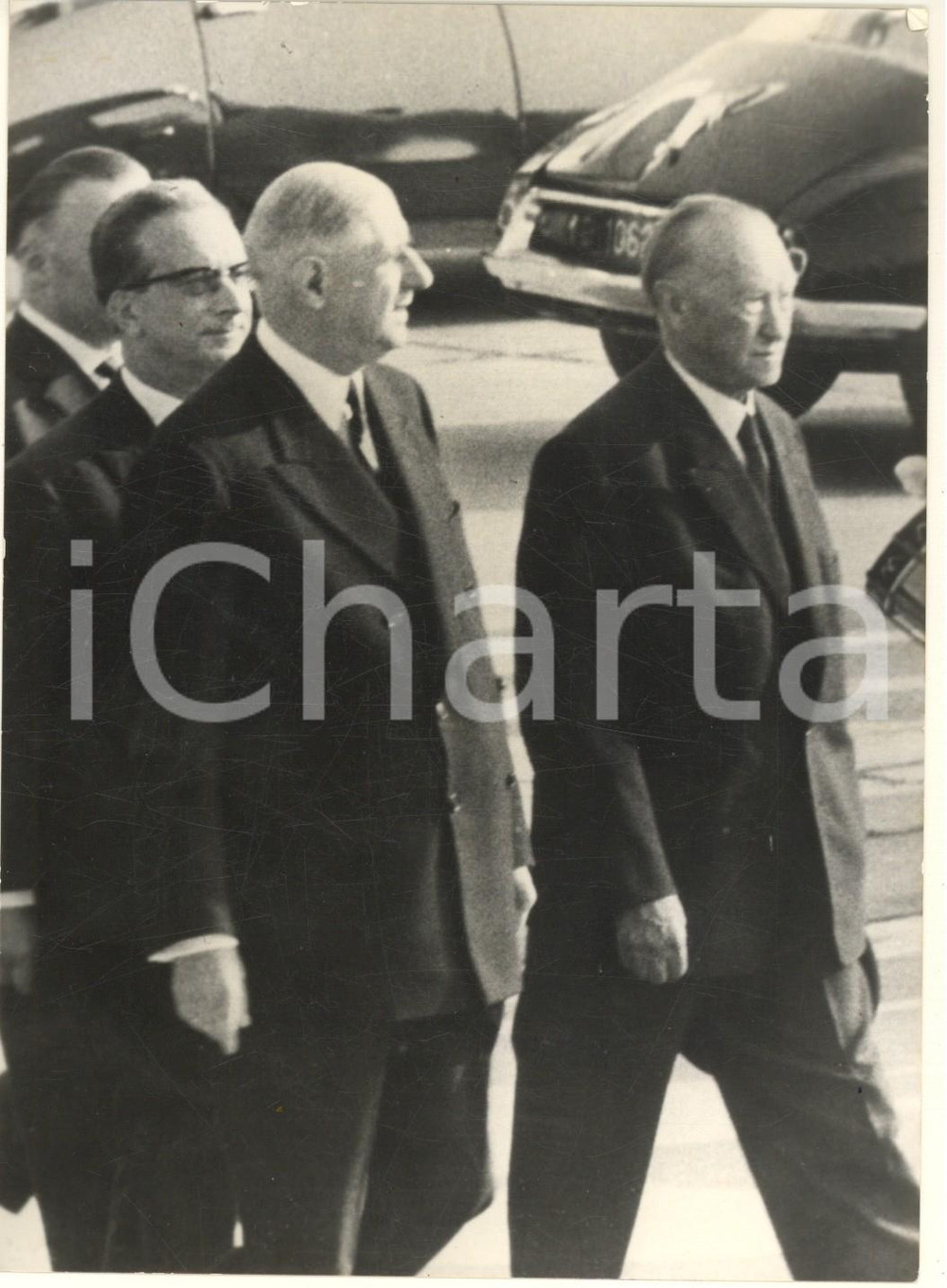 Fotografia d epoca originale 1963 PARIS Incontro tra Konrad ADENAUER e il generale Charles DE GAULLE Foto 1