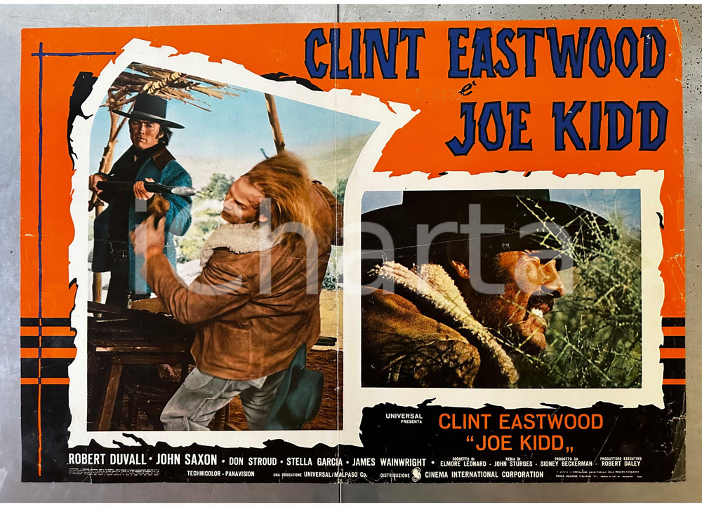 Materiale cinematografico d’epoca 1972 JOE KIDD Clint EASTWOOD Robert DUVALL John STURGES Lobby card poster 1