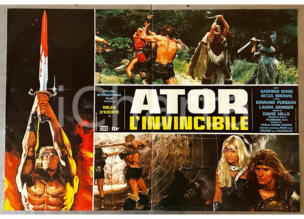Materiale cinematografico d’epoca 1982 ATOR L INVINCIBILE Joe D AMATO Miles O KEEFFEE Sabrina SIANI Lobby card 1