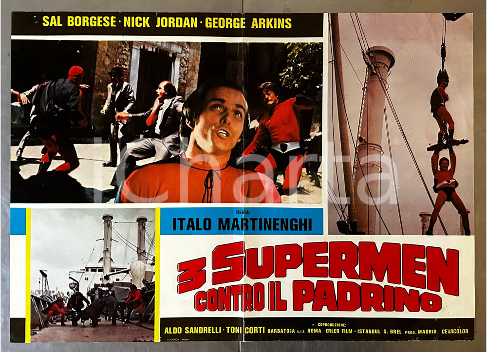 Materiale cinematografico d’epoca 1979 3 SUPERMEN CONTRO IL PADRINO Nick JORDAN Sal BORGESE Lobby card poster 1