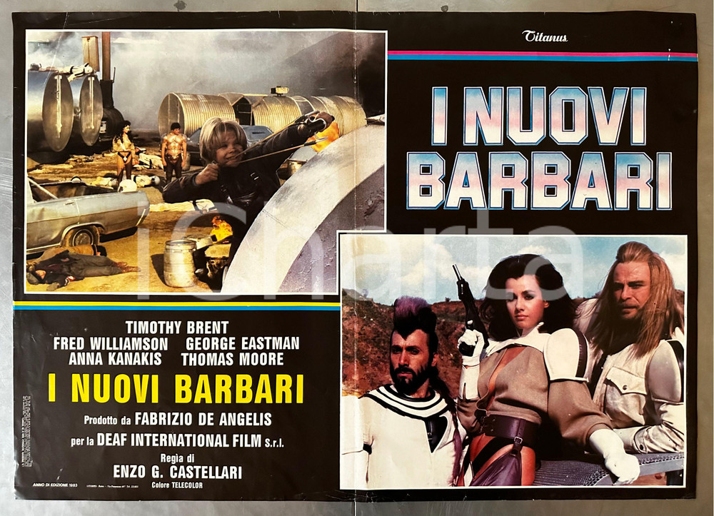 Materiale cinematografico d’epoca 1983 I NUOVI BARBARI Enzo G. CASTELLARI Anna KANAKIS George EASTMAN Lobby card 1