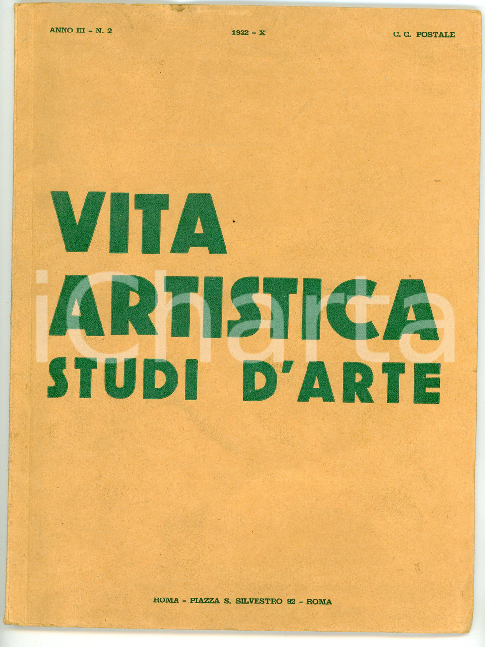 Libro, pubblicazione d epoca Marzo  Aprile 1932 VITA ARTISTICA Studi d arte  Rivista Anno III n. 2 1