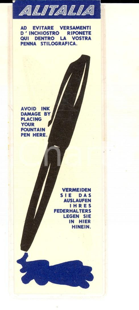 Materiale pubblicitario d’epoca 1960 ca ALITALIA Bustina pubblicitaria per penna stilografica VINTAGE 4x13 cm 1