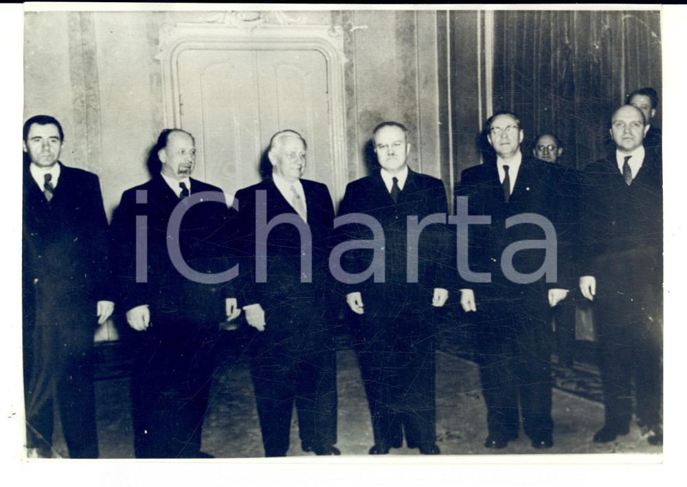 Fotografia d epoca originale 1954 BERLINO OVEST Vjačeslav MOLOTOV ricevuto da GROMYKO, ULBRICHT, PIECK Foto 1