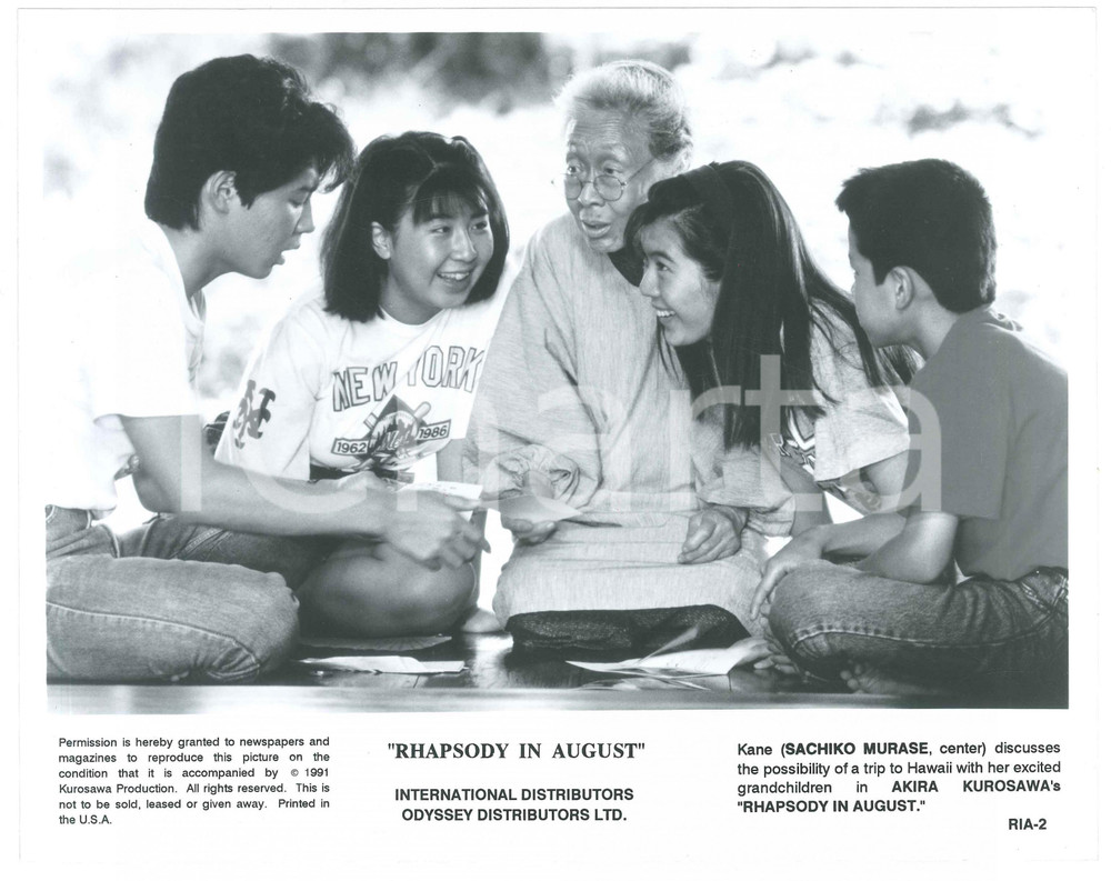 Materiale cinematografico d’epoca 1991 CINEMA  RHAPSODY IN AUGUST Sachiro MURASE Photo 25x20 cm 1