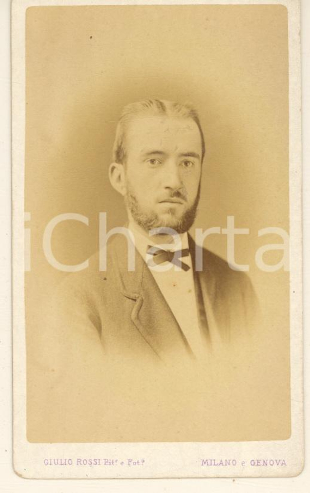 Fotografia d epoca originale 1870 ca MILANO Giovane uomo  Busto Fotografia Giulio ROSSI CDV 1