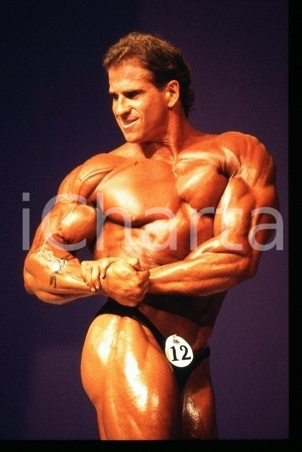Fotografia d epoca originale 1989 RIMINI  Tom TERWILLIGER in gara a MR. OLYMPIA 35mm VINTAGE SLIDE 1