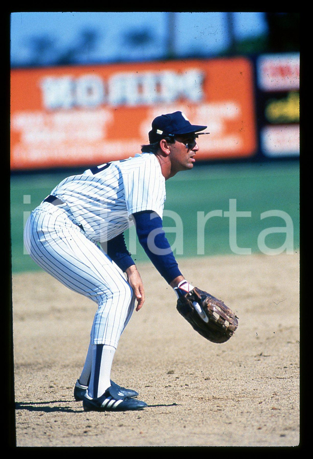 Fotografia d epoca originale 1988 BASEBALL Jack CLARK NEW YORK YANKEES durante gara MLB 35mm VINTAGE SLIDE 1