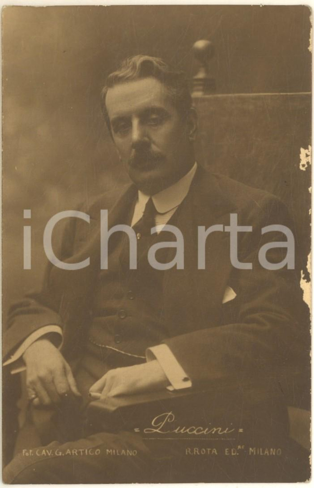 Cartolina originale da collezione 1910 ca LIRICA Ritratto di Giacomo PUCCINI Cartolina ed. ROTA FP NV 1