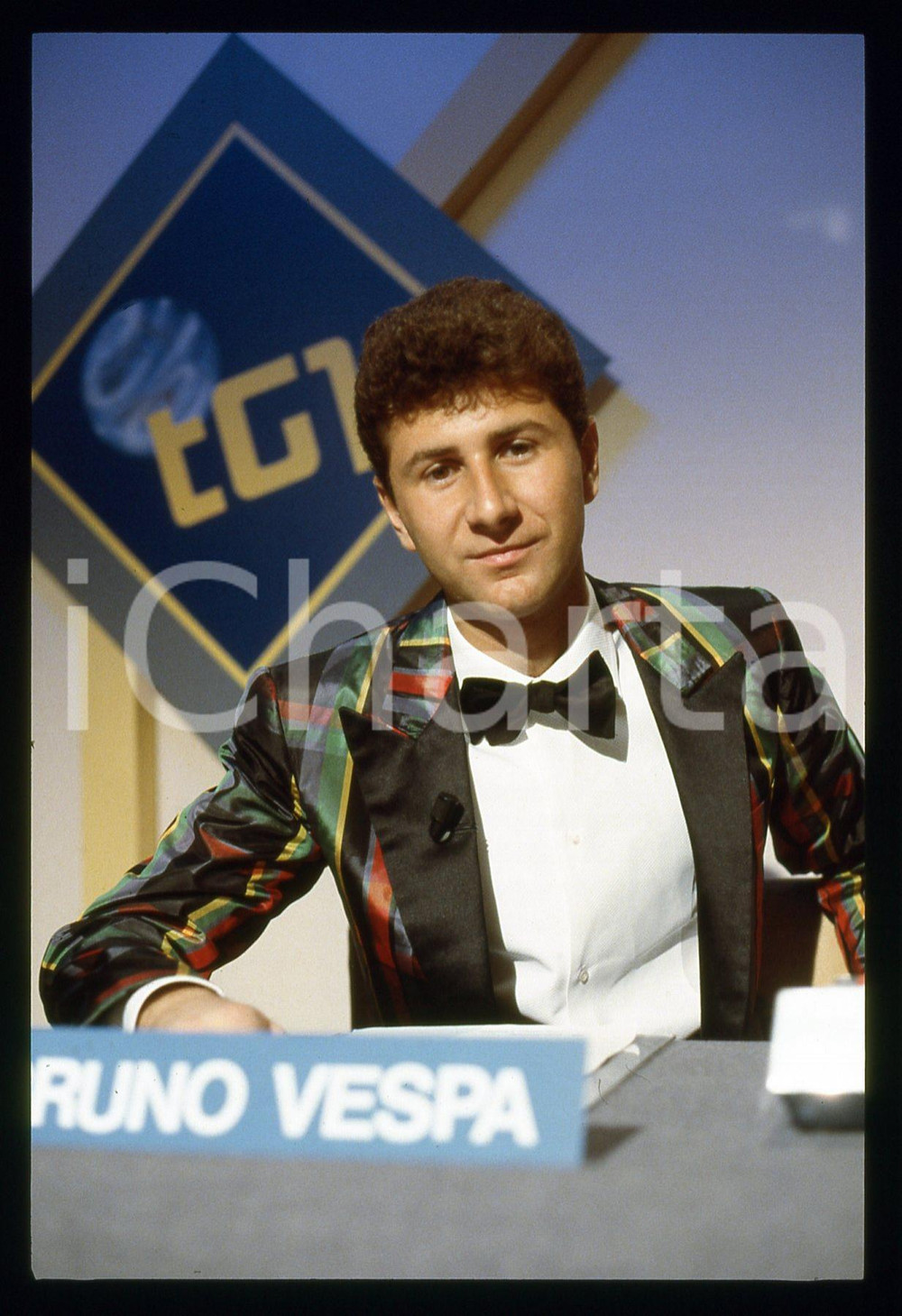Fotografia d epoca originale 1988 RAI 2 FATE IL VOSTRO GIOCO Fabio FAZIO 35mm VINTAGE SLIDE 2 1