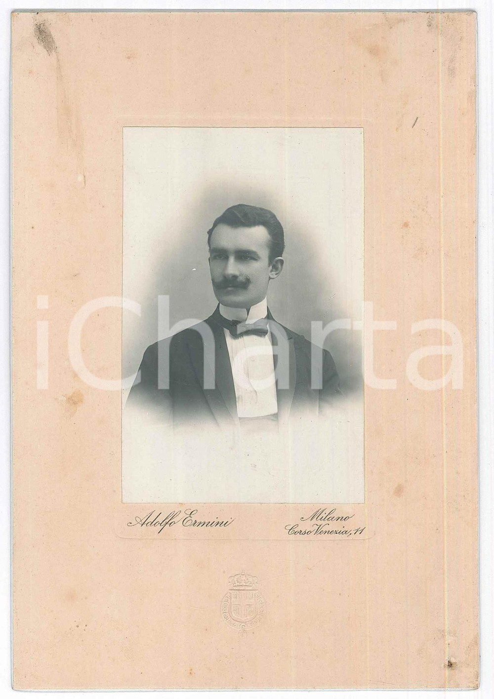 Fotografia d epoca originale 1910 ca MILANO Ritratto di un giovane uomo  Foto Adolfo ERMINI 17x25 1