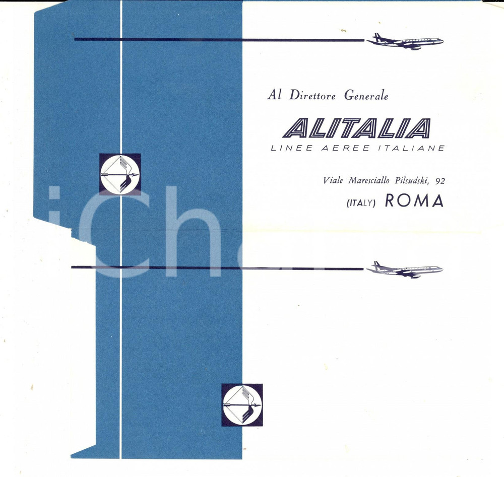 Materiale pubblicitario d’epoca 1960 ca ALITALIA Busta pubblicitaria non compilata VINTAGE 1