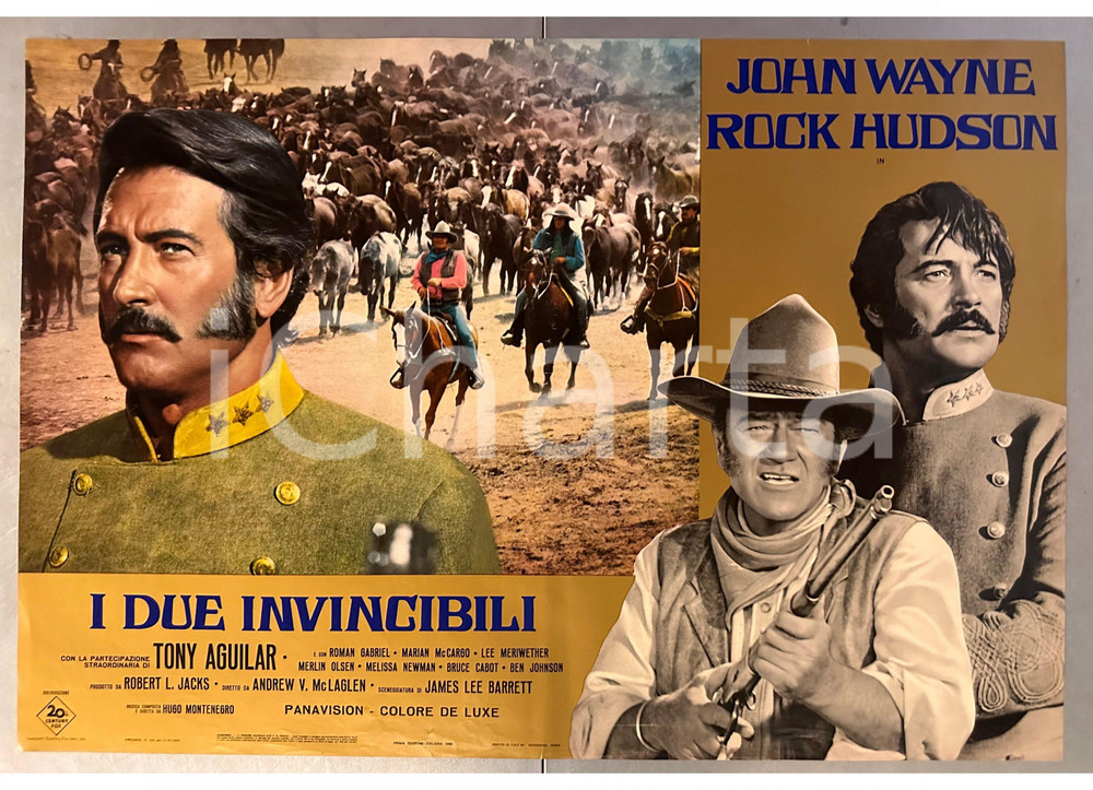 Materiale cinematografico d’epoca 1969 John WAYNE Rock HUDSON I due invincibili  Fotobusta poster WESTERN 1
