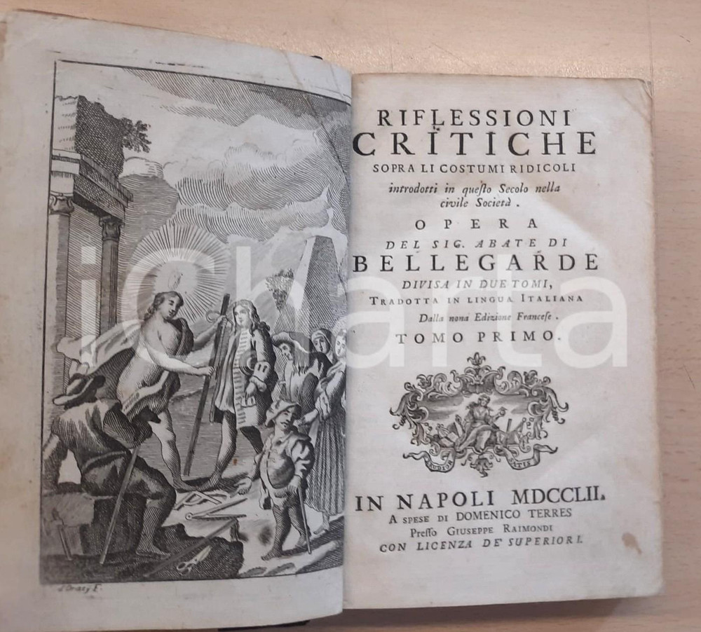 Libro, pubblicazione d epoca 1752 Abate di BELLEGARDE Riflessioni sopra li costumi ridicoli nella società 1