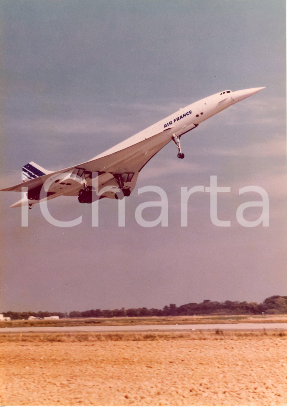 Fotografia d epoca originale 1975 ca AIR FRANCE  CONCORDE in fase di partenza  Foto 21x29 cm 1