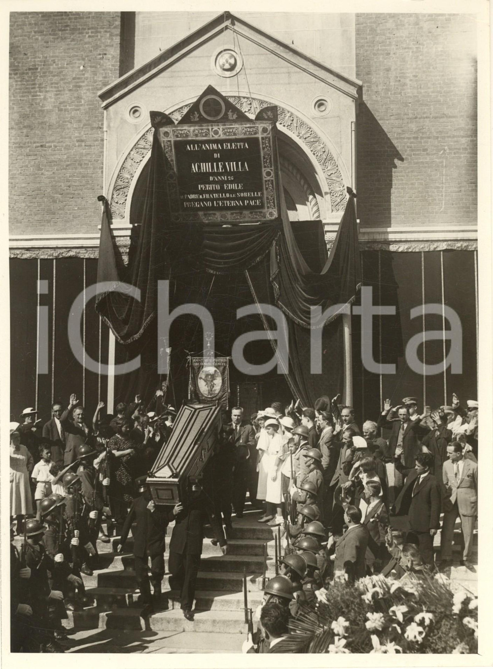 Fotografia d epoca originale 1930 ca MILANO piazza Wagner  Chiesa San Pietro in Sala  Funerali 5 1