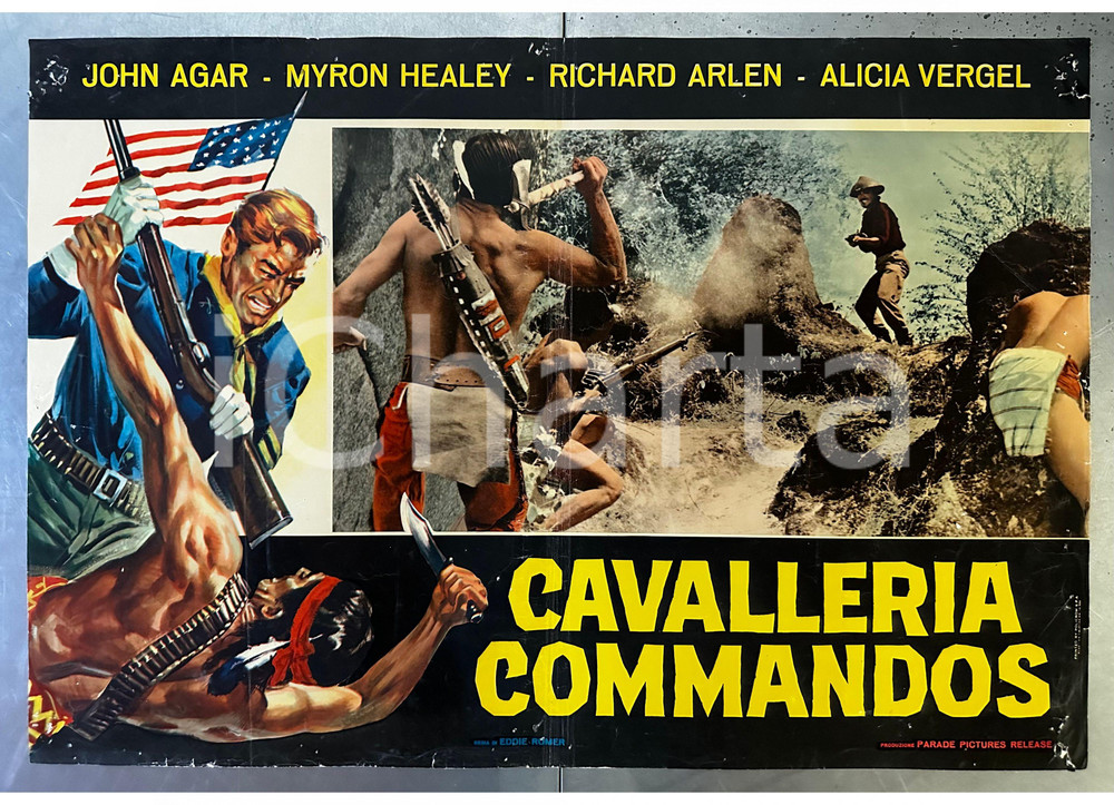 Materiale cinematografico d’epoca 1963 John AGAR Myron HEALEY Cavalleria Commandos Fotobusta poster 66x46 2 1