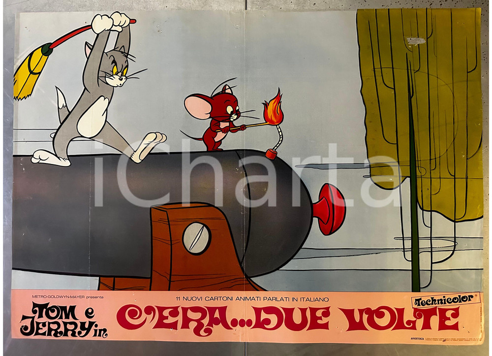 Materiale cinematografico d’epoca 1968 TOM E JERRY C era... due volte  Fotobusta poster ANIMAZIONE 68x48 cm 1