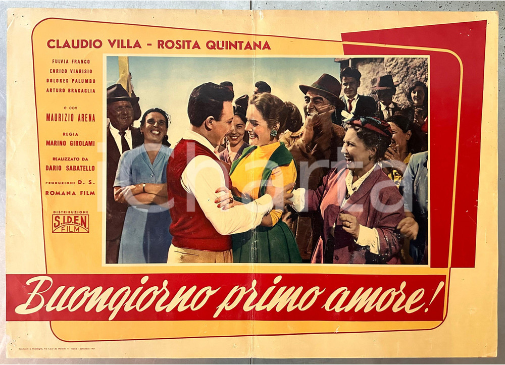 Materiale cinematografico d’epoca 1957 Claudio VILLA Rosita QUINTANA Buongiorno primo amore! Fotobusta 2 1