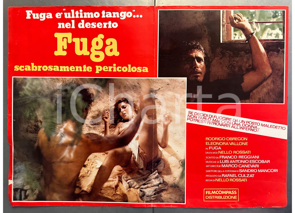 Materiale cinematografico d’epoca 1984 Nello ROSSATI Fuga scabrosamente pericolosa Rodrigo OBREGON Fotobusta 1