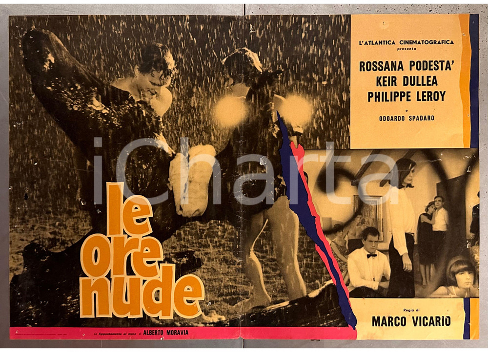 Materiale cinematografico d’epoca 1964 Rossana PODESTA  Keir DULLEA Philippe LEROY Le ore nude Fotobusta 66x46 1