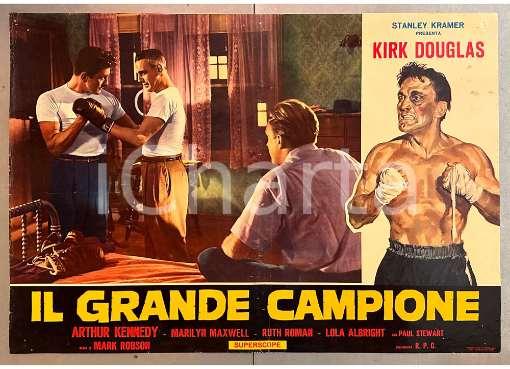 Materiale cinematografico d’epoca 1949 Kirk DOUGLAS Arthur KENNEDY Il grande campione  Fotobusta 5 1