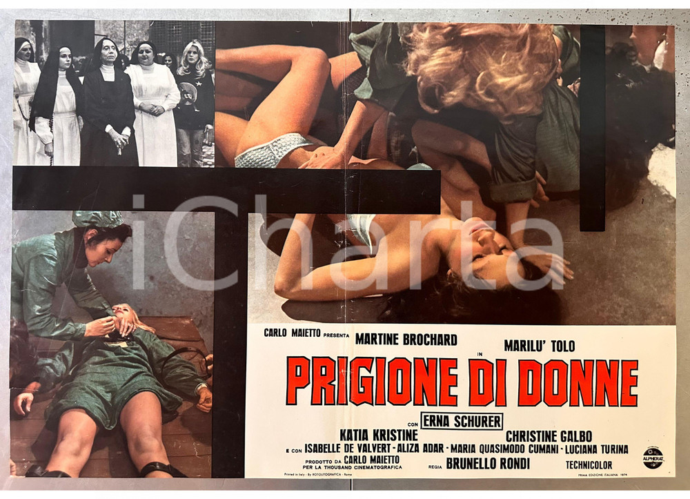 Materiale cinematografico d’epoca 1974 Brunello RONDI Prigione di donne Martine BROCHARD Marilù TOLO  Fotobusta 1