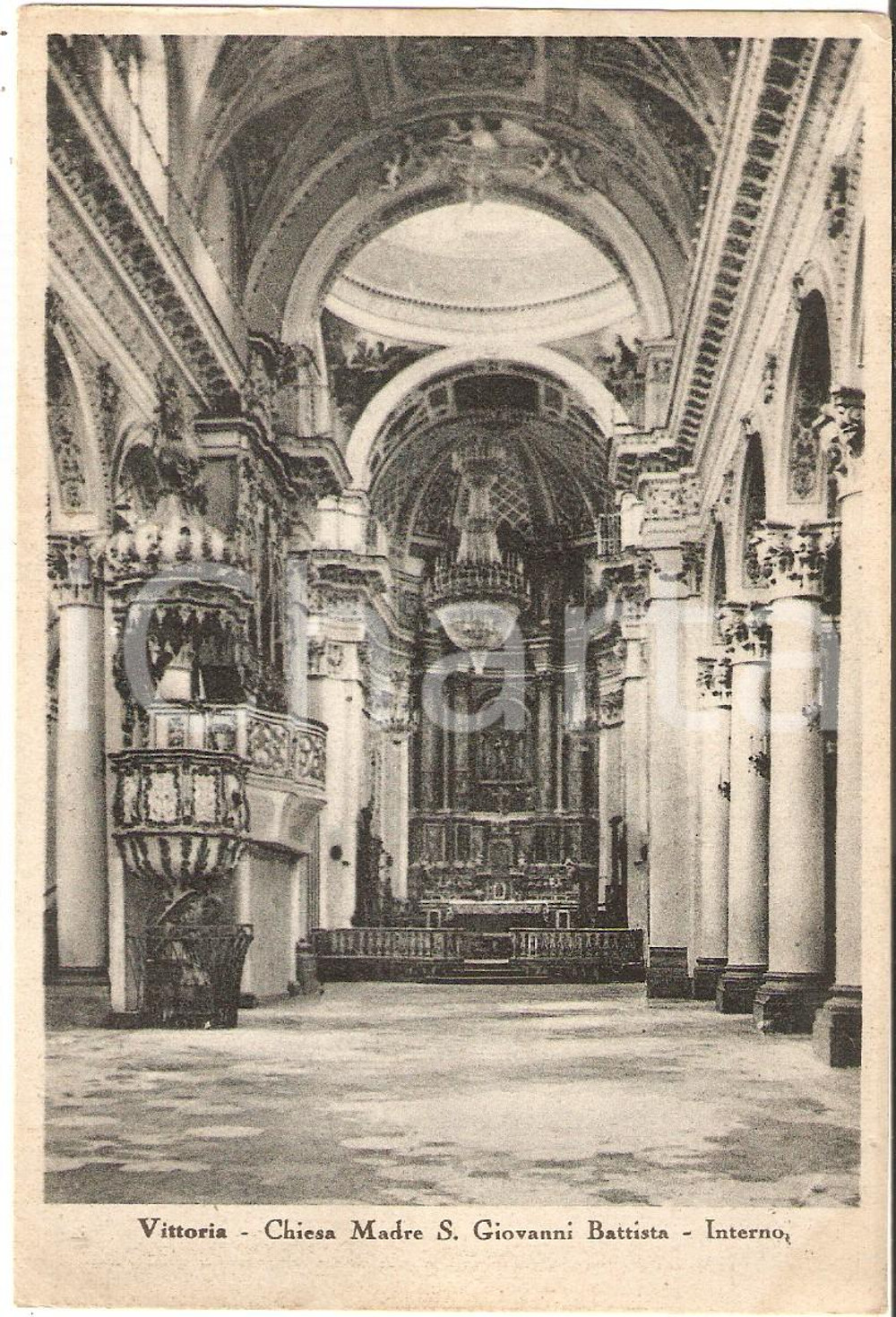 Cartolina originale da collezione 1935 ca VITTORIA RG Interno della Chiesa di San Giovanni Battista Cartolina FG 1