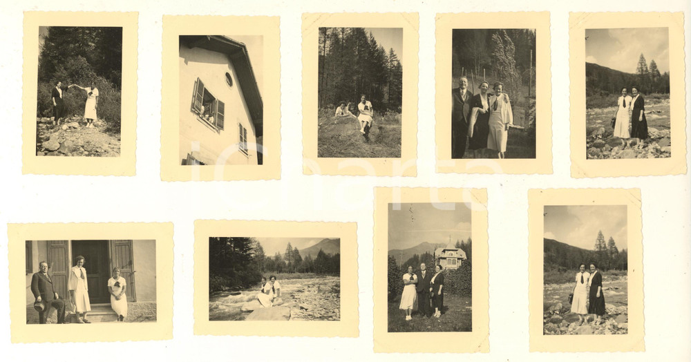 Fotografia d epoca originale 1935 BOUSSON /CESANA TO Villeggianti al fiume e in campagna Lotto 9 foto 11x7 1