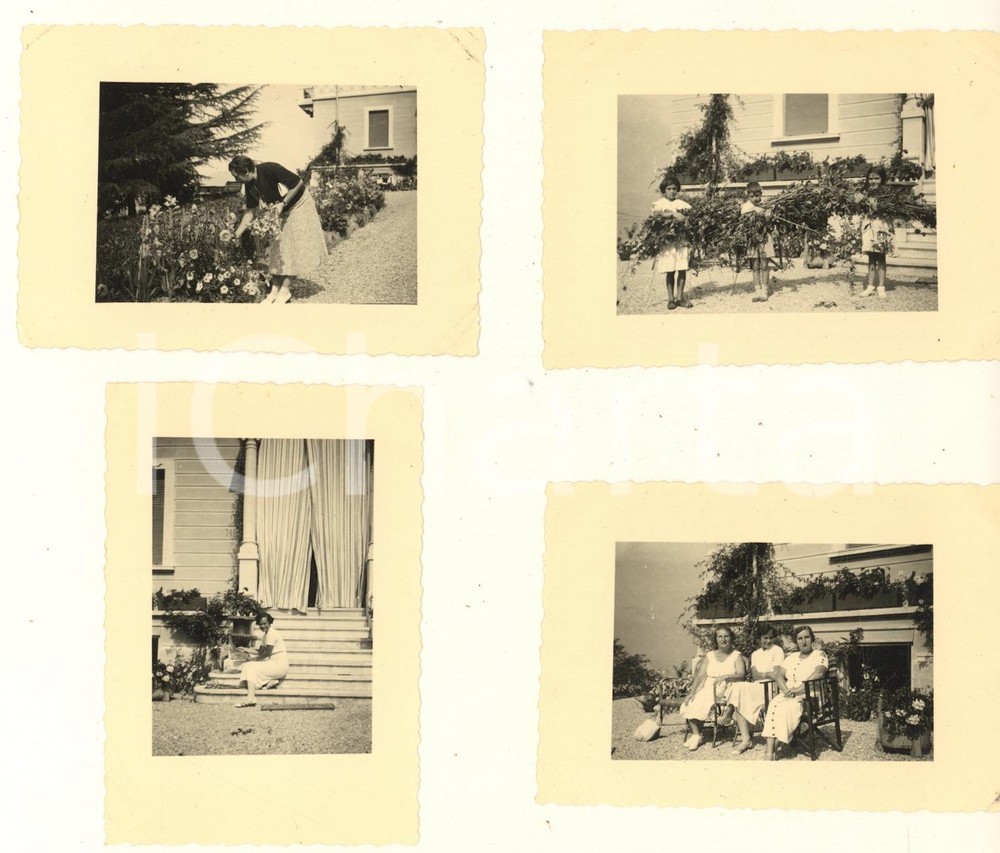 Fotografia d epoca originale 1935 BARZIO LC VILLA FOGLIA  Donne e bambini in giardino Lotto 4 foto 9x6 cm 1