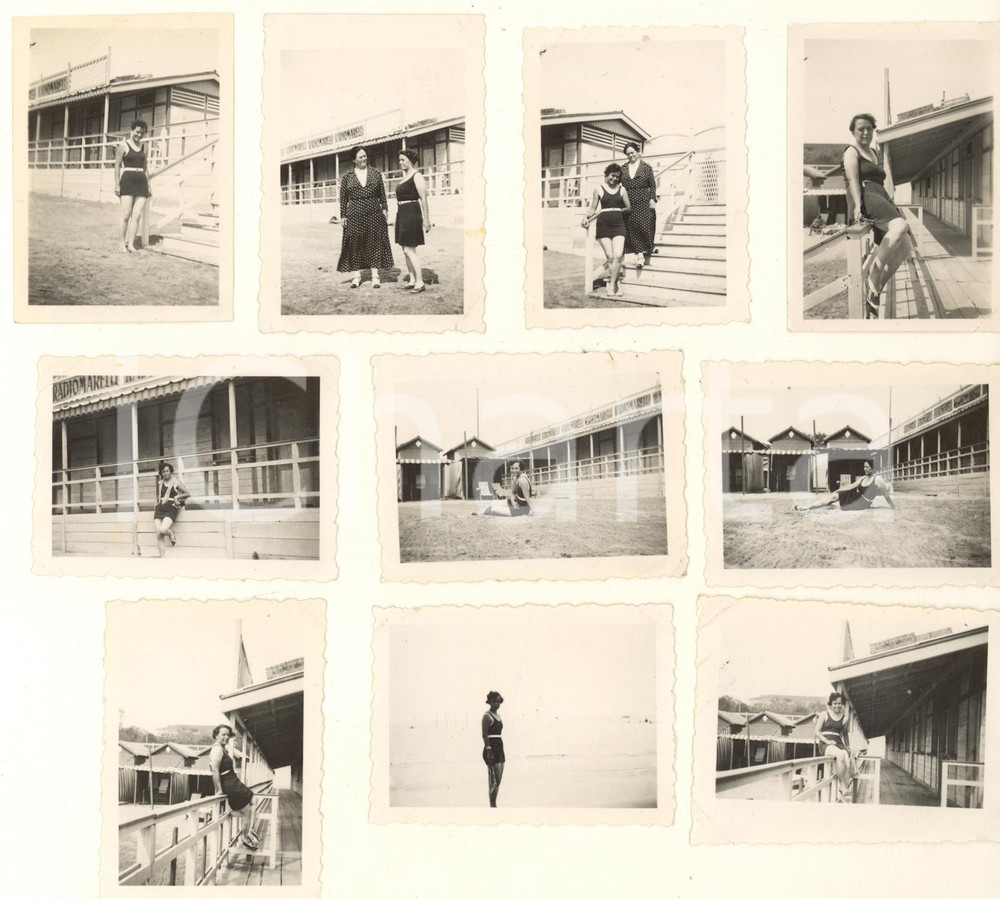 Fotografia d epoca originale Settembre 1935 LIDO DI VENEZIA Bagnanti in uno stabilimento Lotto 10 foto 7x5 1