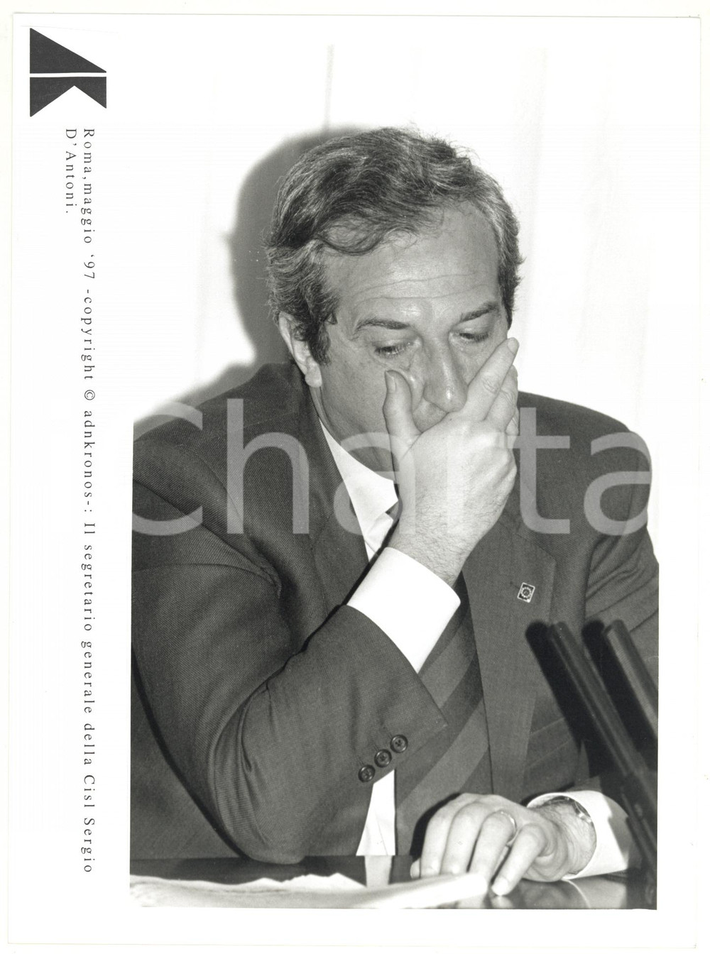 Fotografia d epoca originale 1997 ROMA Ritratto di Sergio D ANTONI segretario generale CISL Foto 17x24 1