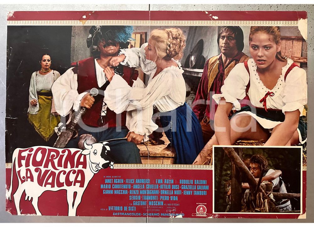 Materiale cinematografico d’epoca 1972 Janet AGREN Felice ANDREASI Ornella MUTI Fiorina la vacca  Fotobusta 1
