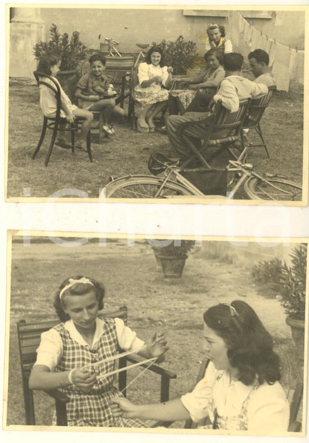 Fotografia d epoca originale 1943 MEDICINA BO Villa ANDALO  BERTI CERONI  Familiari in giardino 2 foto 1