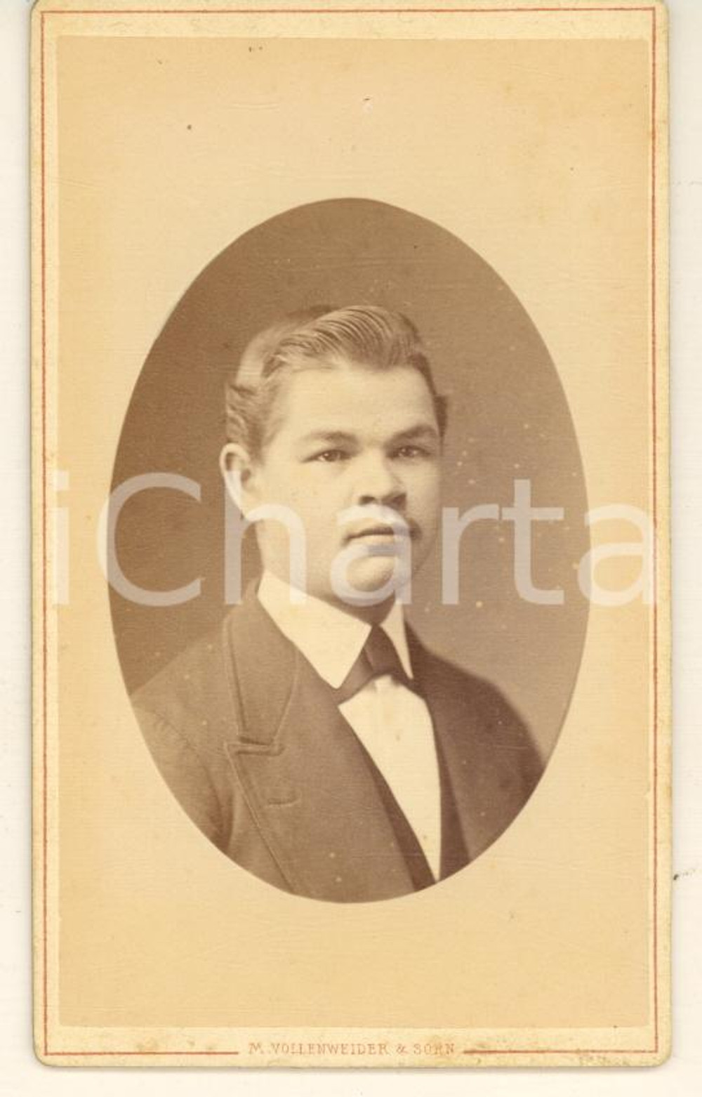 Fotografia d epoca originale 1870 ca BERN SWITZERLAND Young man  Portrait  Photo VOLLENWEIDER & SOHN CDV 1
