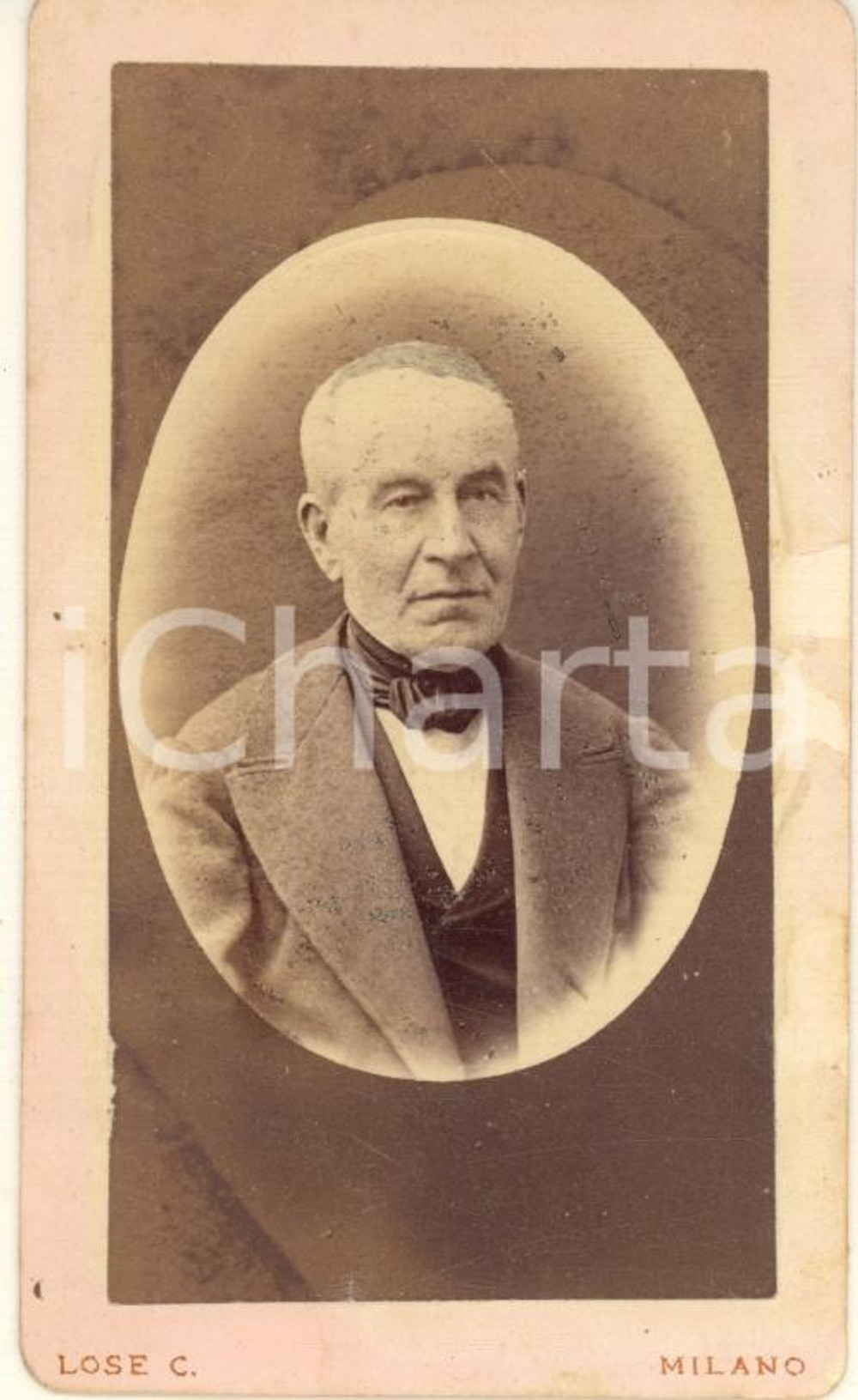Fotografia d epoca originale 1875 MILANO Uomo di 72 anni  Ritratto  Fotografia Carlo LOSE CDV 1