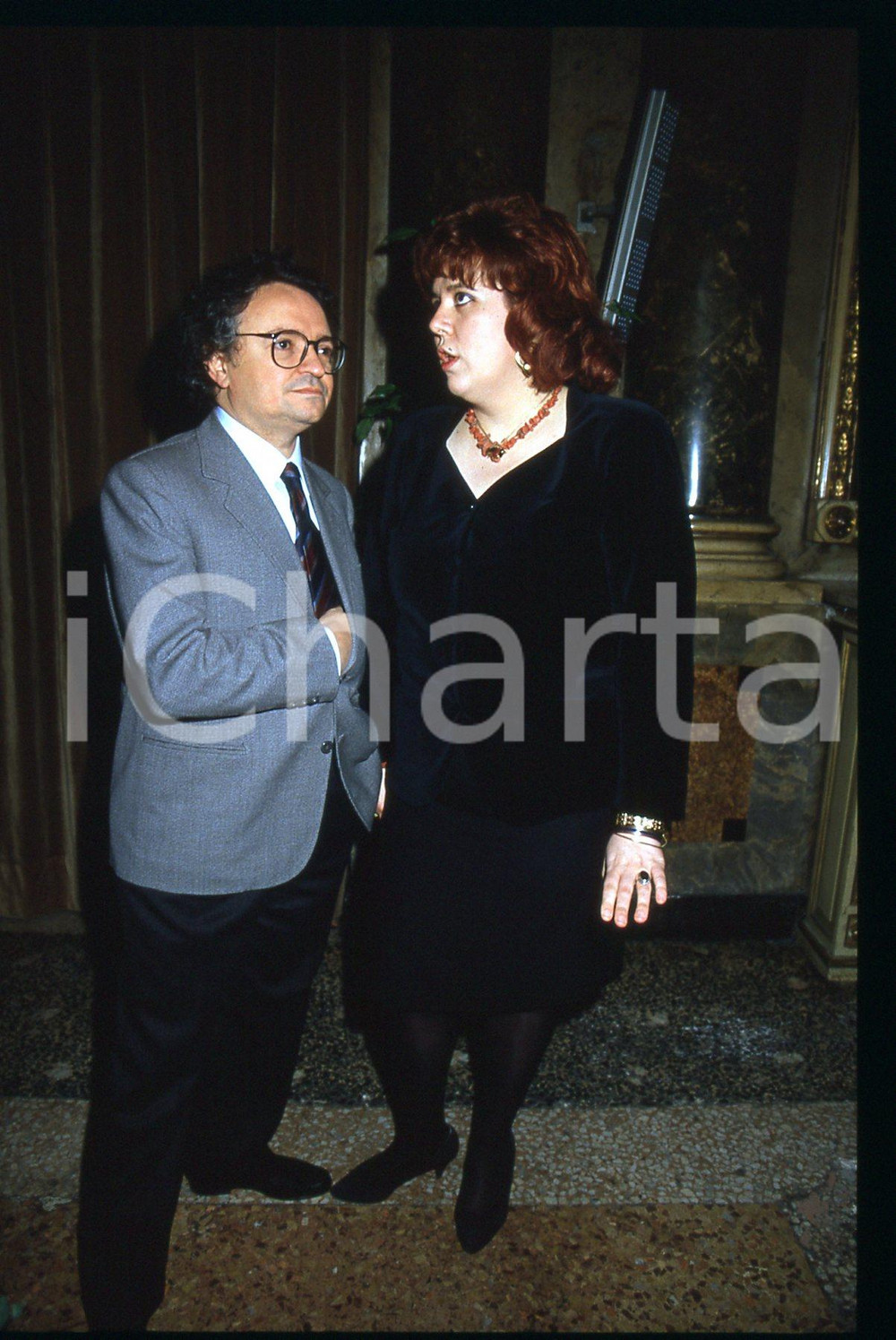 Fotografia d epoca originale 1990 ca MILANO  Daniela FERRÈ e Attilio SCHEMMARI PSI 35mm VINTAGE SLIDE 1