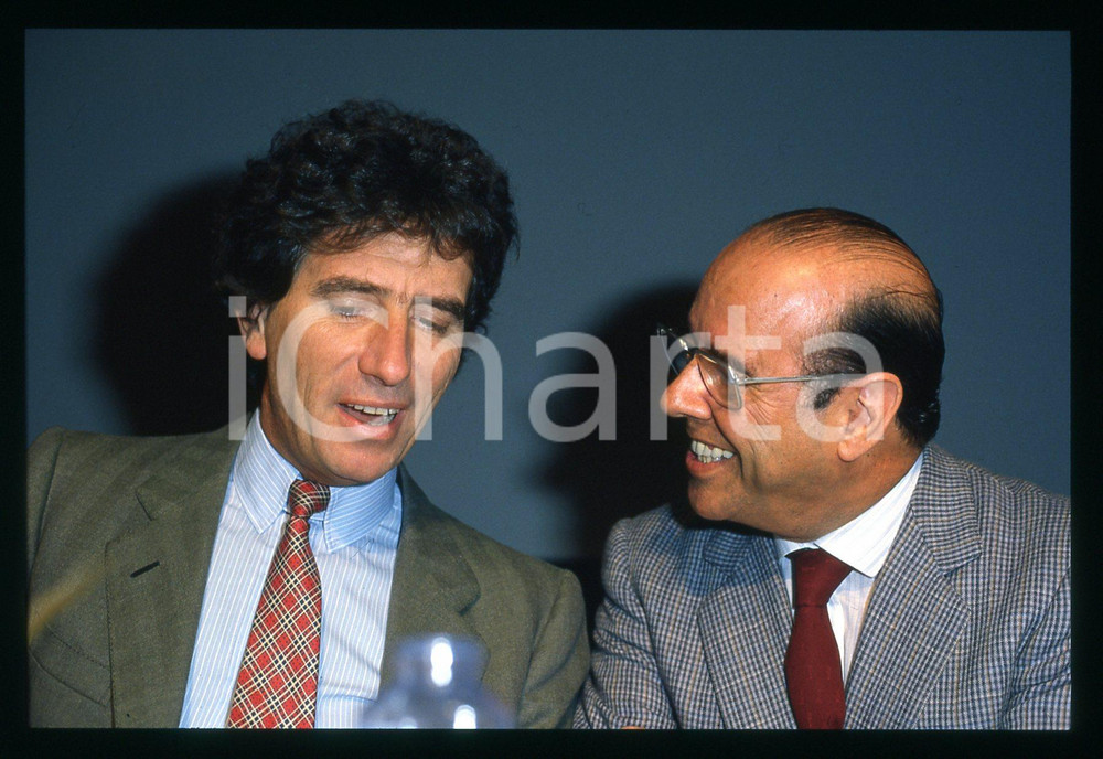 Fotografia d epoca originale 1990 ca Jack LANG con  Franco BRUNO Presidente AGIS 35mm VINTAGE SLIDE 10 1