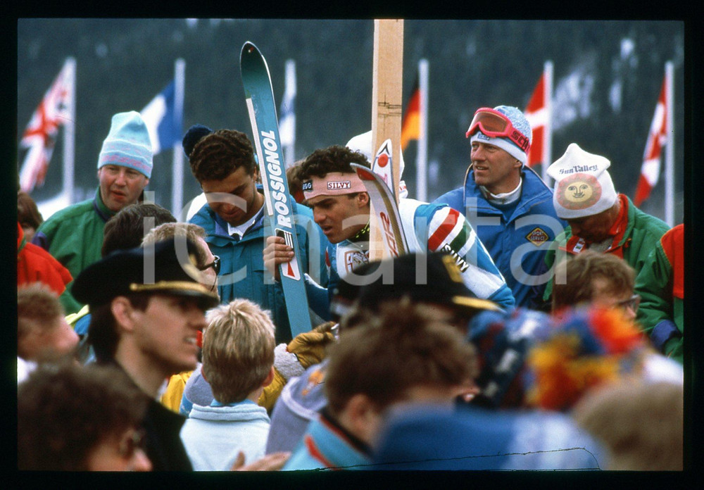 Fotografia d epoca originale 1988 ARE SCI  Alberto TOMBA Vincitore dello SLALOM SPECIALE 35mm VINTAGE SLIDE 1