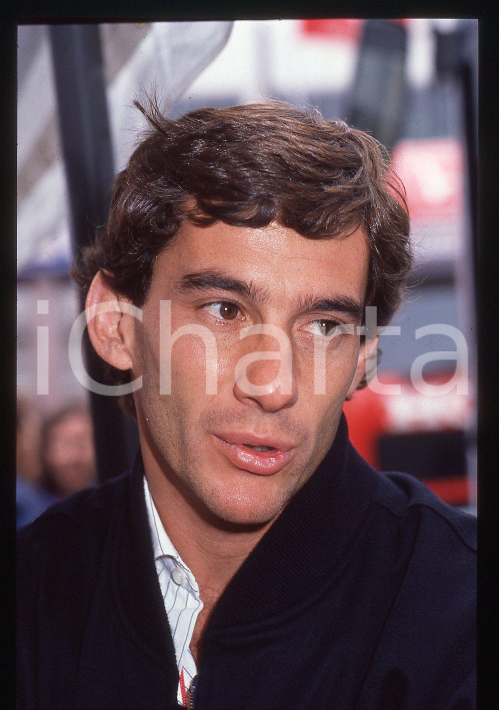 Fotografia d epoca originale 35mm vintage slide 1990ca Ayrton SENNA ritratto del pilota 17 1