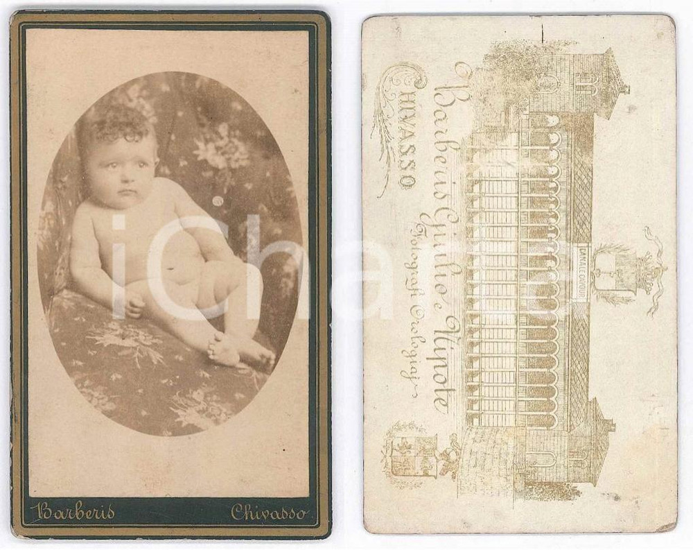 Fotografia d epoca originale 1880 ca CHIVASSO TO Ritratto di bambino in poltrona Foto  BARBERIS CDV 1