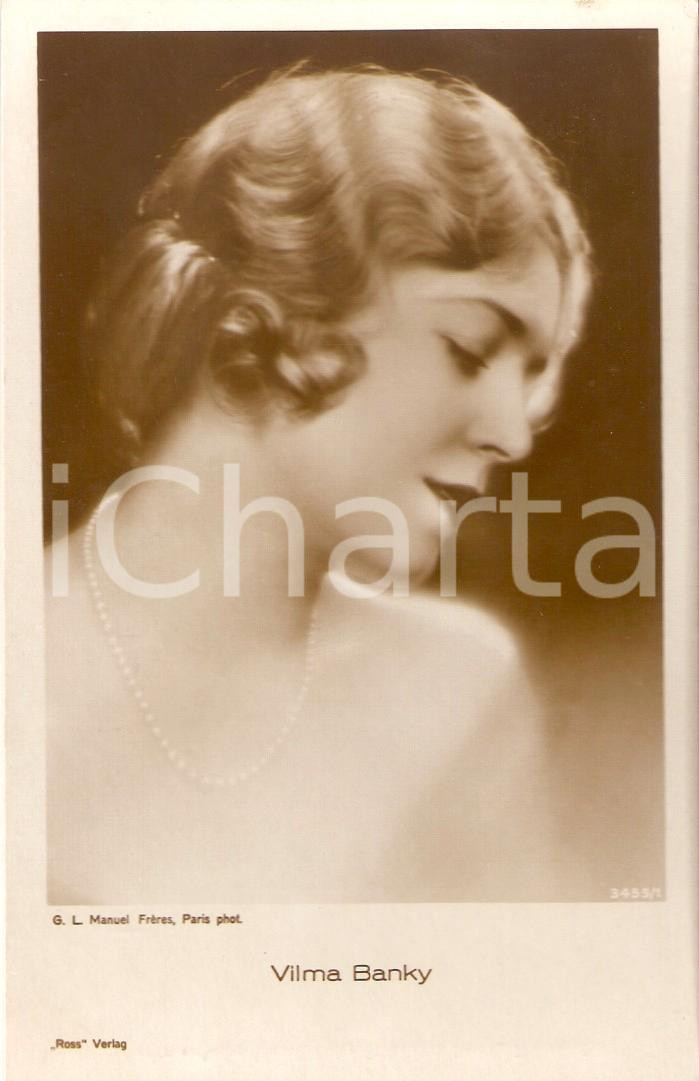 Cartolina originale da collezione 1930 ca CINEMA Attrice Vilma BANKY con collana di perle Cartolina FP NV 1