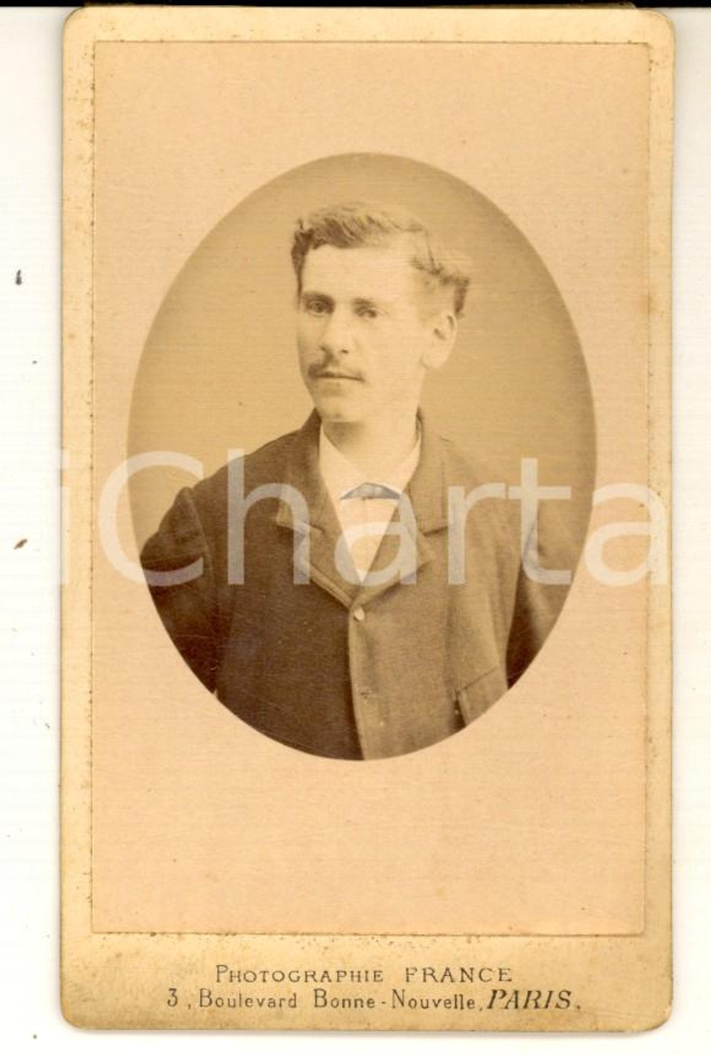 Fotografia d epoca originale 1894 PARIS Ritratto maschile con giacca in panno Foto FRANCE Porte St. Denis 1