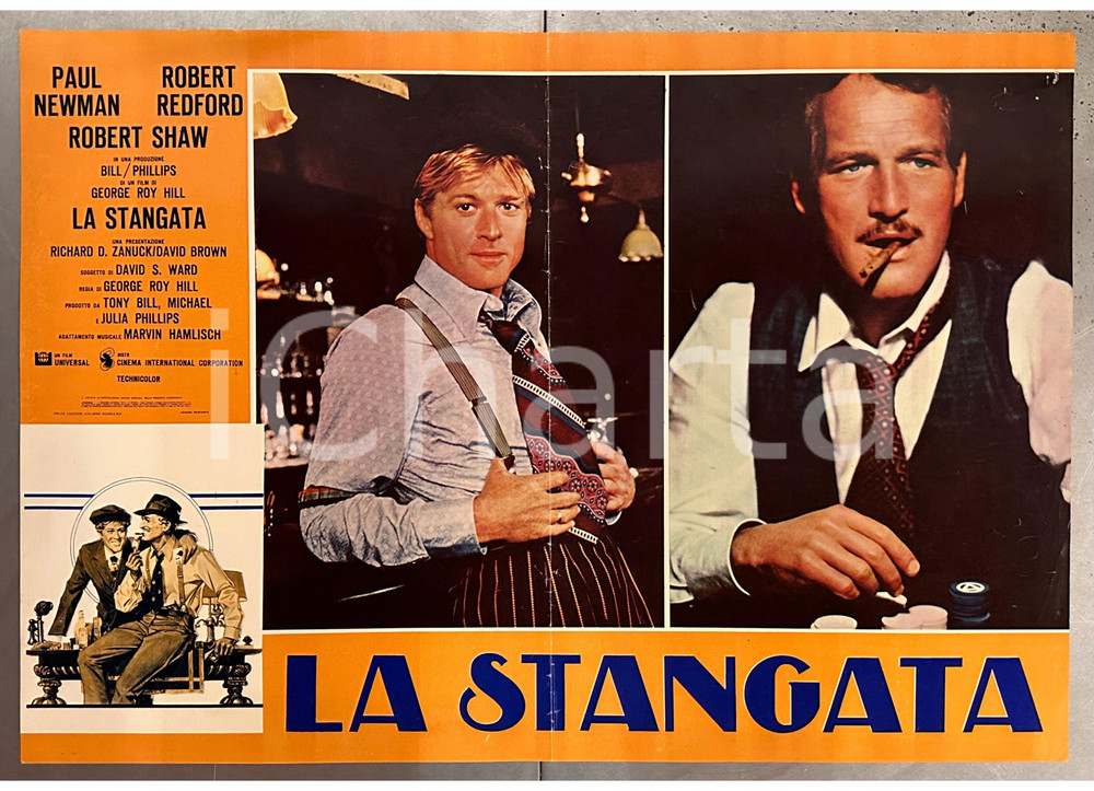 Materiale cinematografico d’epoca 1973 Paul NEWMAN Robert REDFORD La stangata  Fotobusta poster 65x45 cm 1