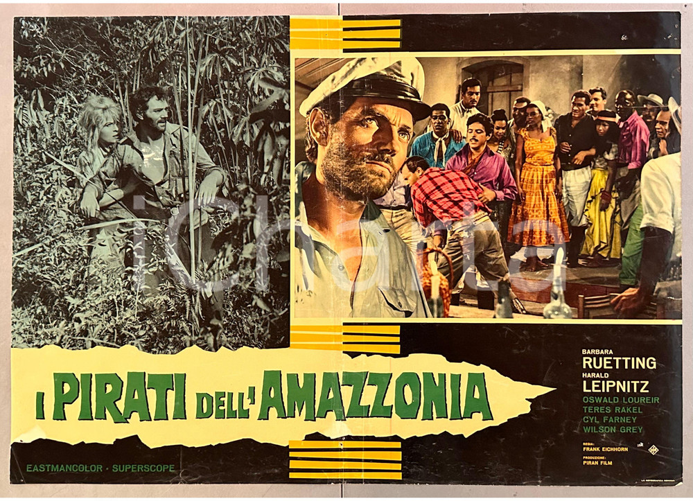 Materiale cinematografico d’epoca 1963 Barbara RUETTING Harald LEIPNITZ I pirati dell Amazzonia Fotobusta 1
