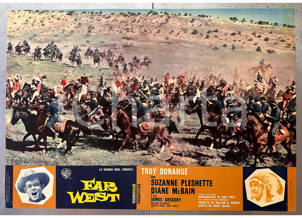 Materiale cinematografico d’epoca 1976 Troy DONAHUE Suzanne PLESHETTE James GREGORY Far West  Fotobusta 2 1