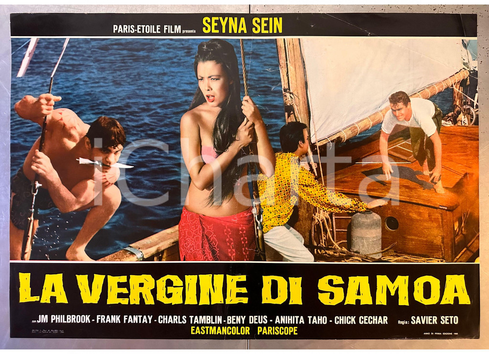 Materiale cinematografico d’epoca 1968 Seyna SEIN JM PHILBROOK Franco FANTASIA La vergine di Samoa Fotobusta 1