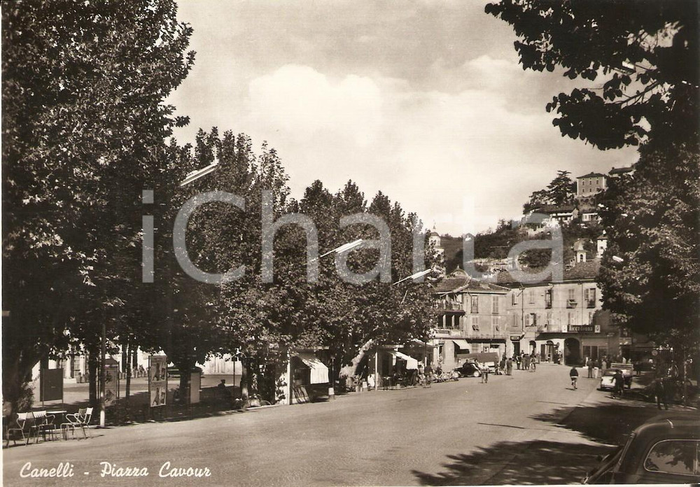 Cartolina originale da collezione 1955 ca CANELLI AT Piazza Cavour  Insegna RICCADONNA Cartolina FG NV 1