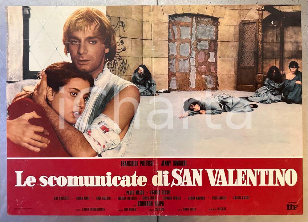 Materiale cinematografico d’epoca 1974 Françoise PREVOST Jenny TAMBURI Le scomunicate di San Valentino Fotobusta 1